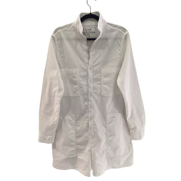 Frank & Eileen Ireland Performance Linen Long Sleeve Playsuit In White Size XL - Picture 4 of 13